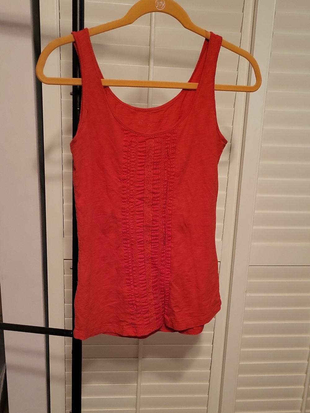 Red Sleeveless Ruffle-Front Tank Top - Women PTP 17x 24
